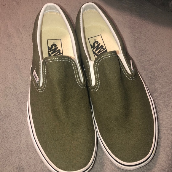 vans slip on olive green